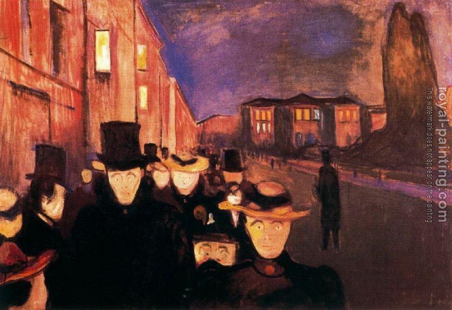 Edvard Munch : Evening on Karl Johan Street